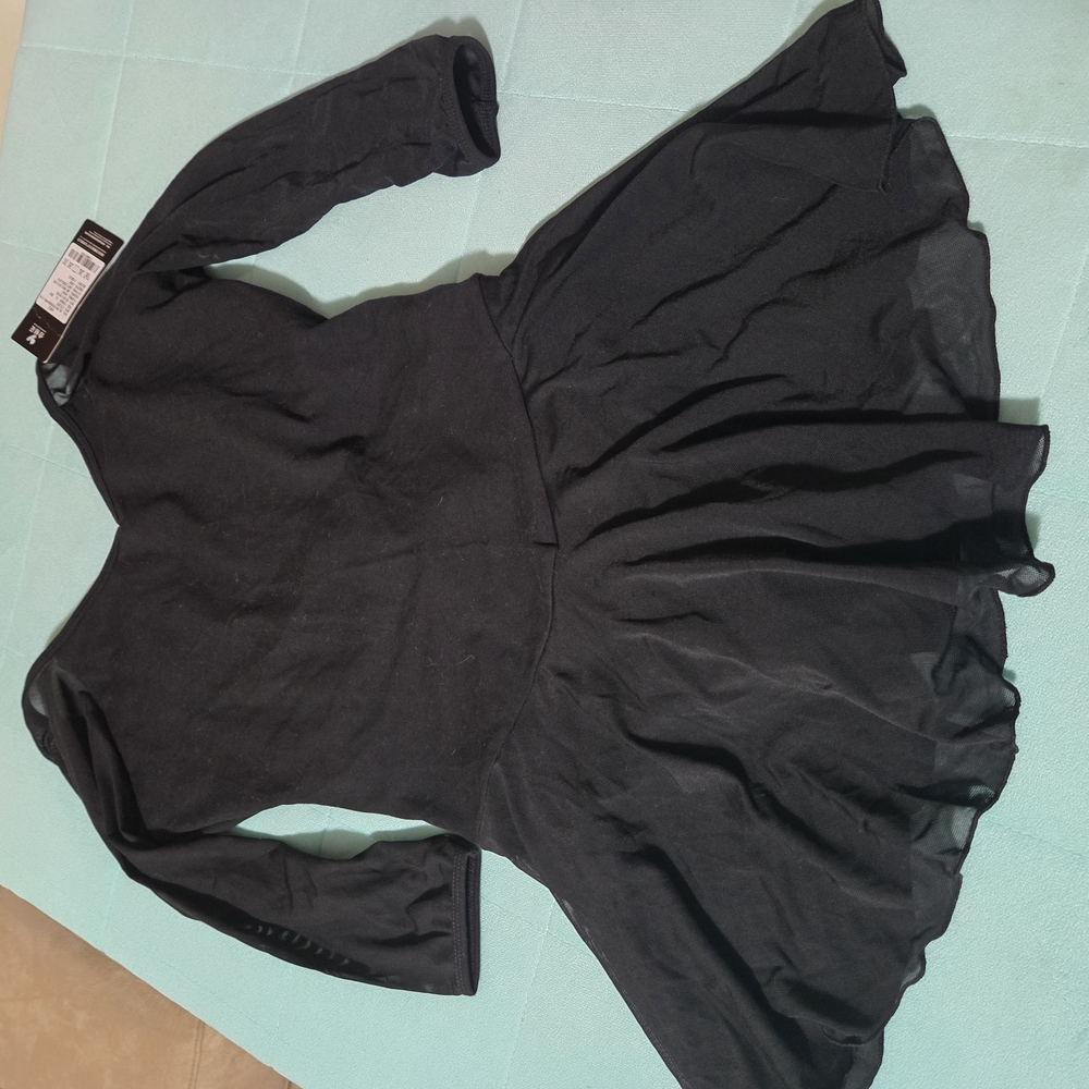 Da Dance Girls Black Leotard With Skirt Nwt